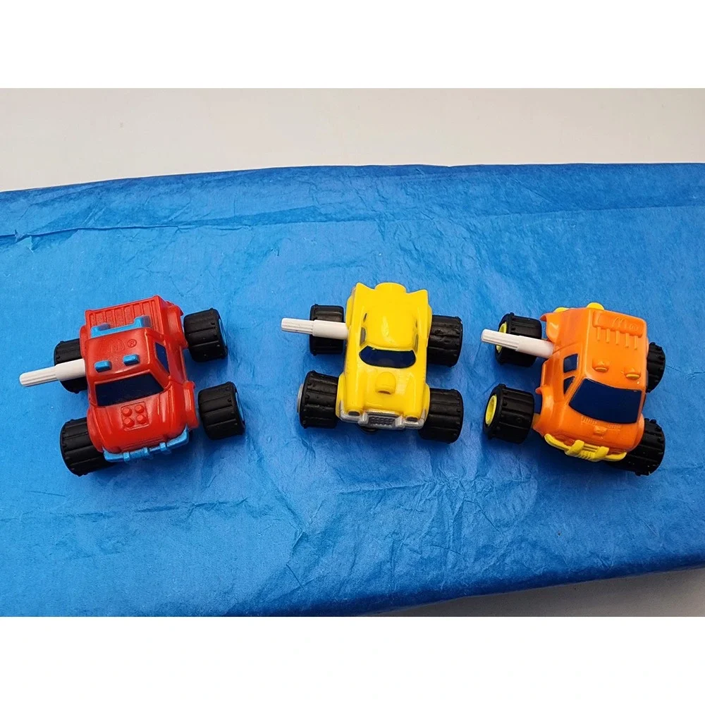 Vintage McDonalds Happy Meal Monster Truck Toy Lot Red Yellow Orange Set of 3